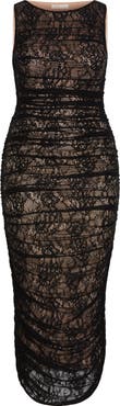 City Chic Ruched Lace Sheath Dress