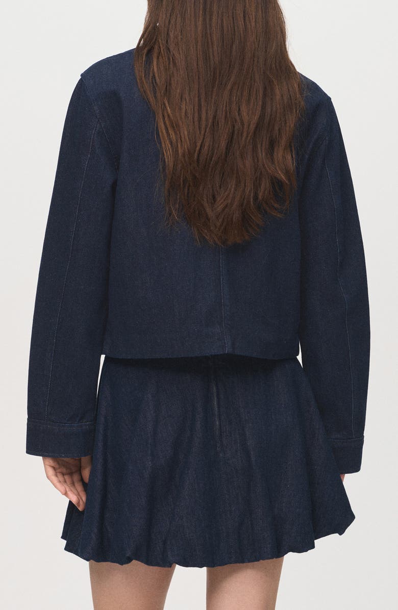 MANGO Crop Denim Jacket, Alternate, color, Open Blue