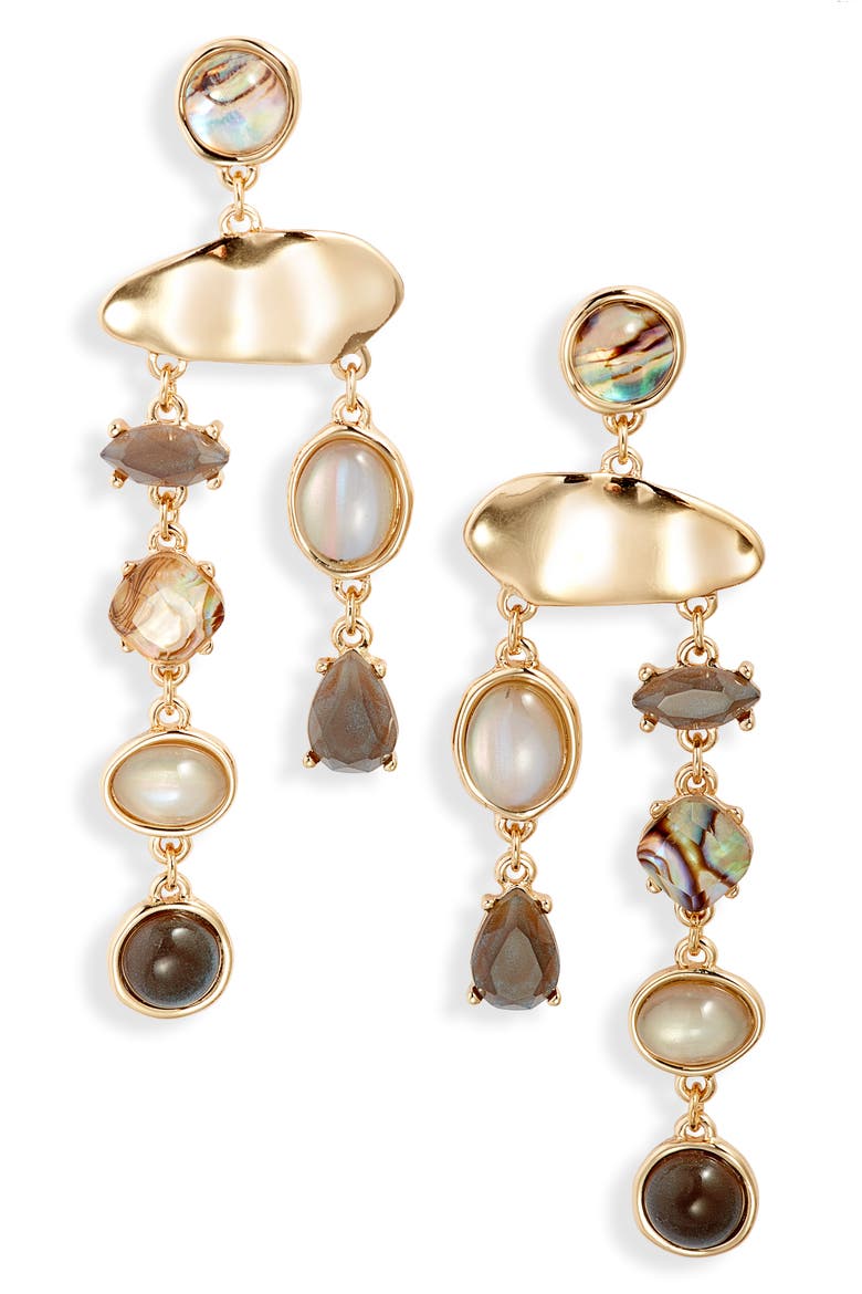 Mixed Chandelier Earrings, Main, color, BLUE MULTI- GOLD