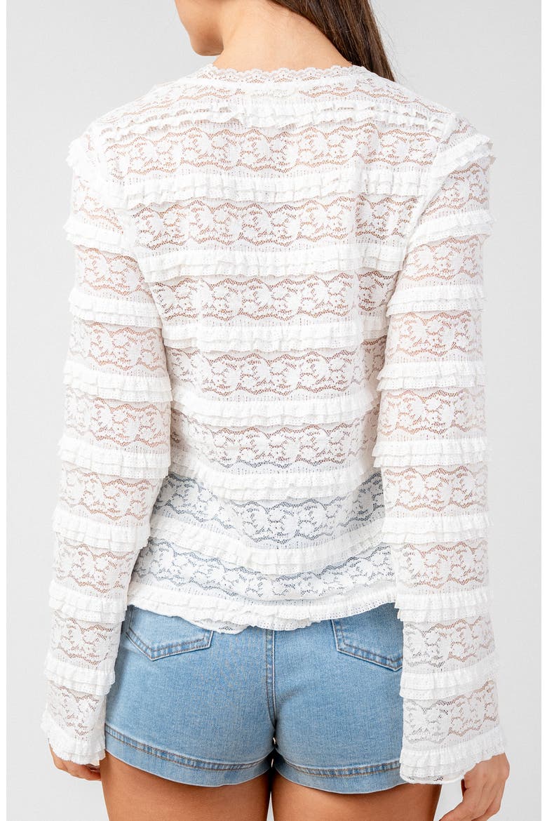 Front Tie Ruffled Lace Top, Alternate, color, IVORY