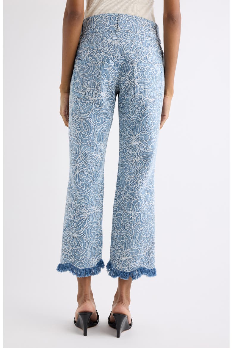 Ombeline Ripped Embroidered Crop Flare Jeans, Alternate, color, BLUE