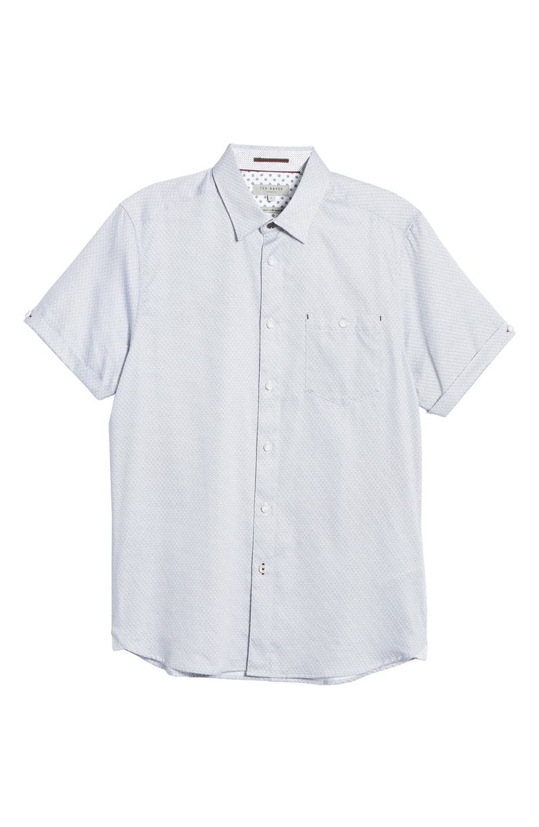 Ted Baker London Slim Fit Geo Print Short Sleeve Button-Up Shirt, Alternate, color, 