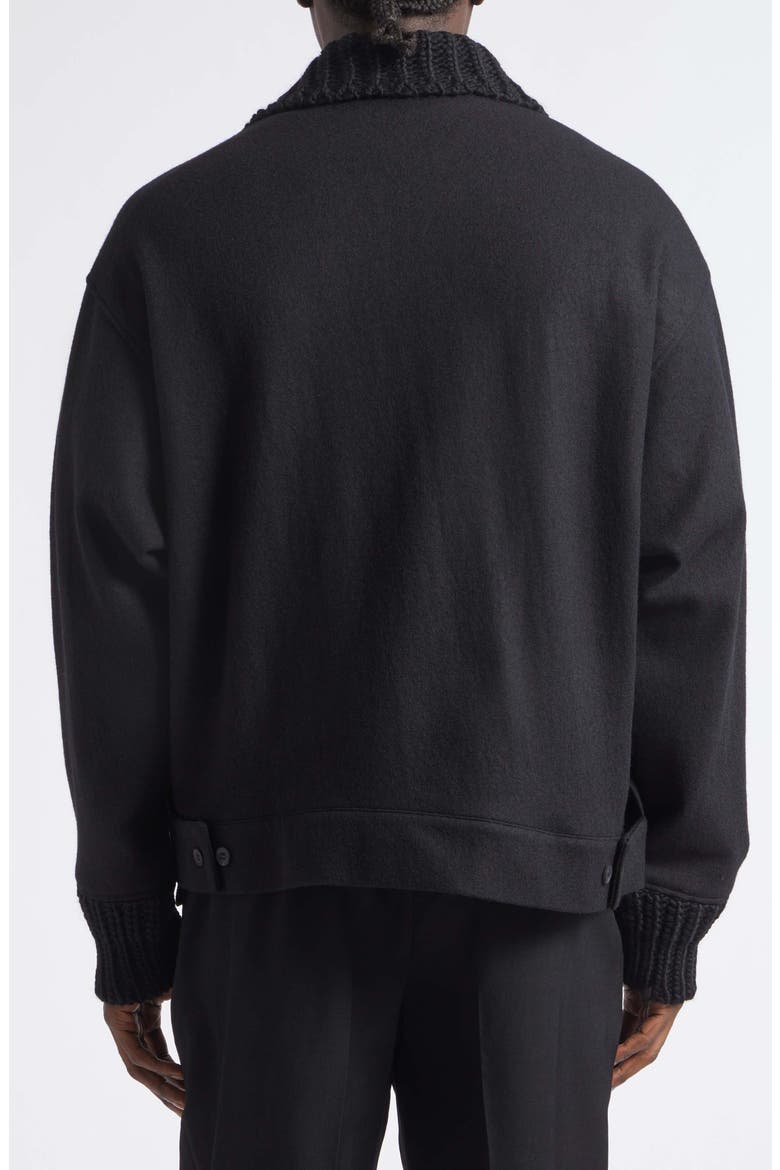 Rib Detail Cotton Blouson, Alternate, color, BLACK