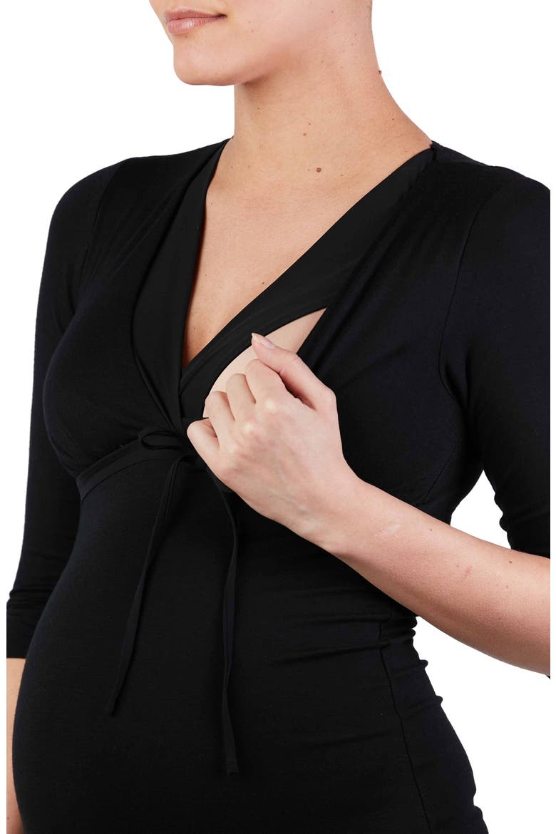 Milk Maternity/Nursing Nightgown, Alternate, color, BLACK