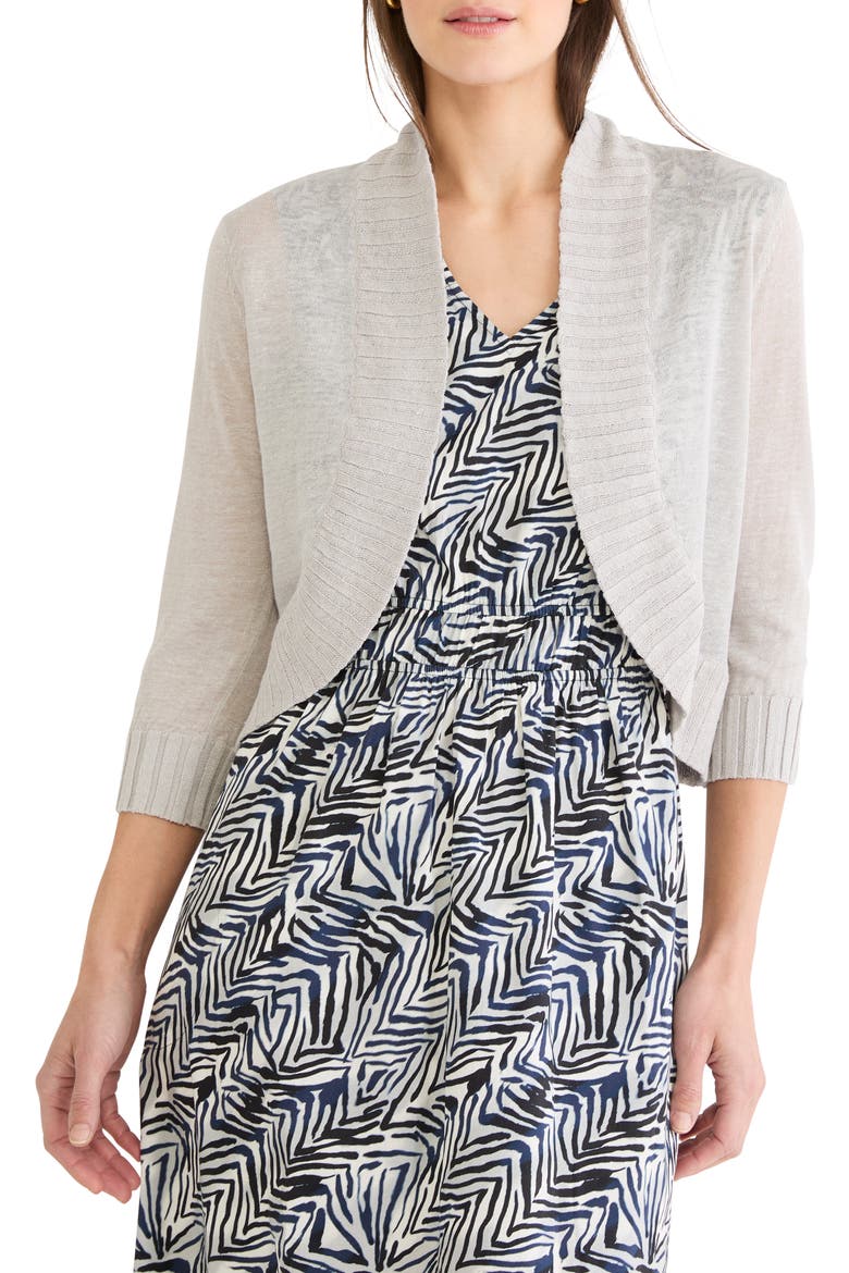 Linen Blend Bolero Cardigan, Main, color, SILVER WISP