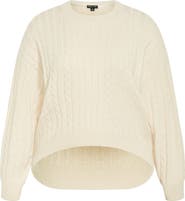 City Chic Shelby Cable Stitch High-Low Sweater