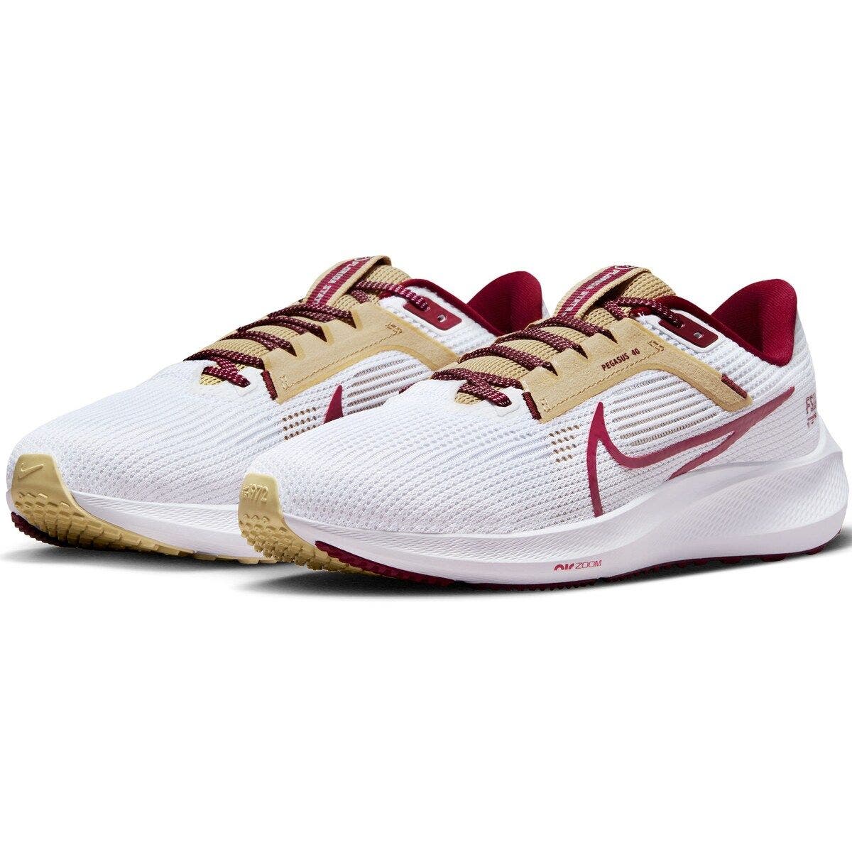 Nike Unisex Nike  White Florida State Seminoles Zoom Pegasus 40 Running Shoe, Alternate, color, 