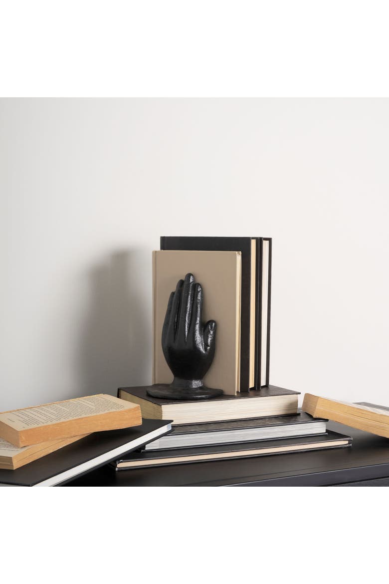 Praying Hands Bronze Cast Iron Book Ends, Alternate, color, Black