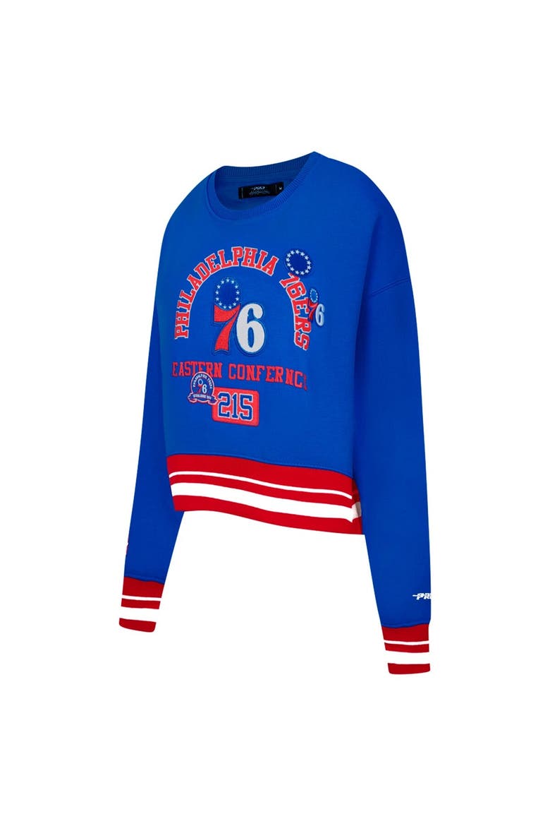 Women's Pro Standard Royal Philadelphia 76ers Area Code Cropped Pullover Sweatshirt, Alternate, color, Royal
