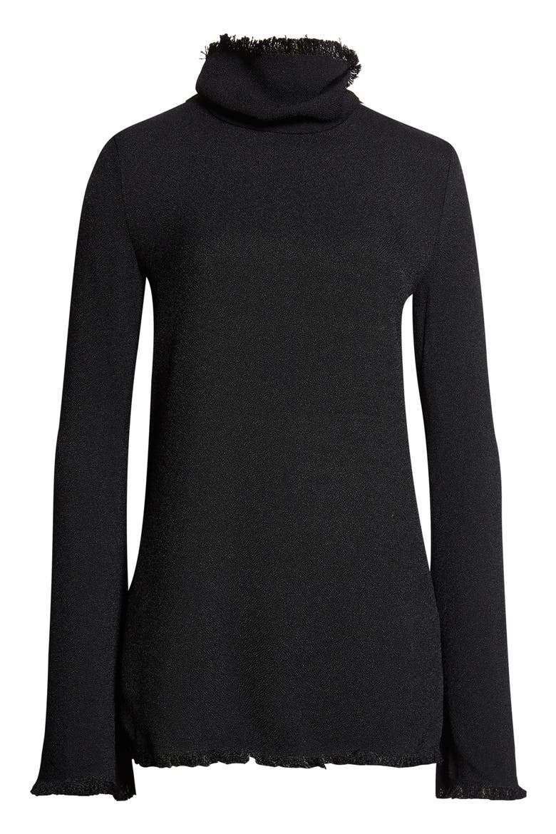 Slim Fit Fray Edge Top, Alternate, color, BLACK