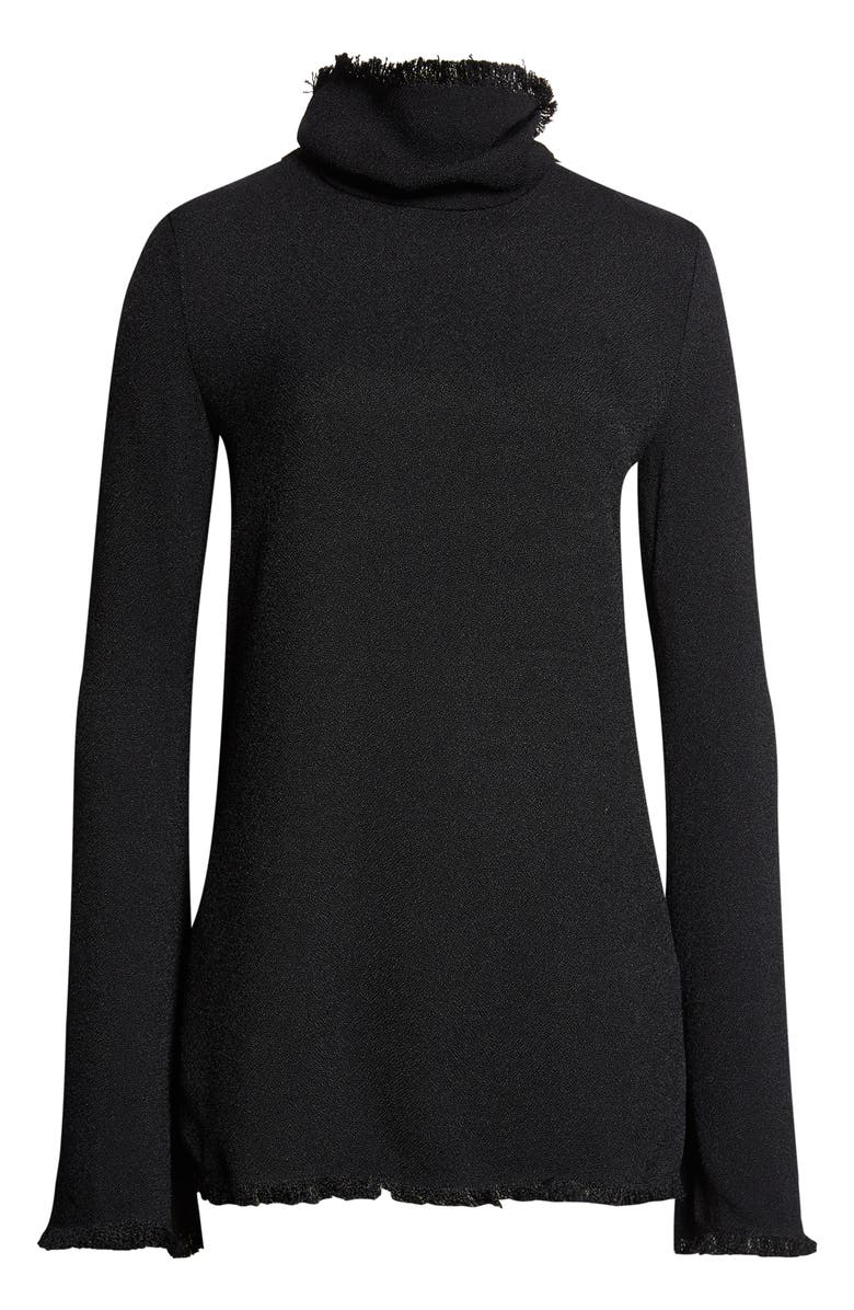 TOTEME Slim Fit Fray Edge Top, Alternate, color, Black