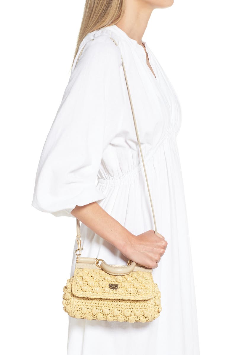 Dolce&Gabbana Sicily Small Raffia Satchel, Alternate, color,