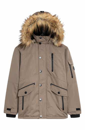 Jacob Faux Fur Trim Hooded Insulated Parka Jacket
