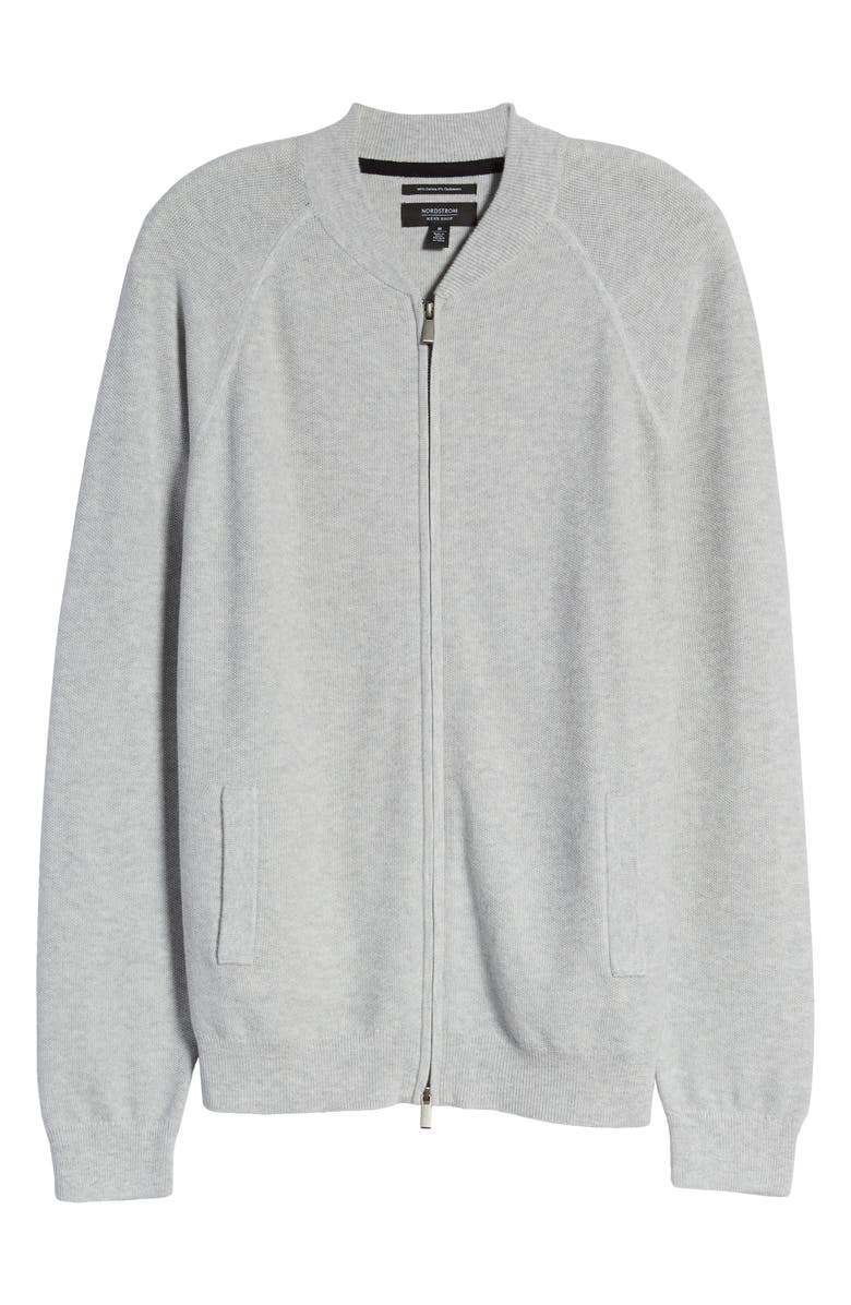 Nordstrom Textured Zip Front Cotton & Cashmere Cardigan, Alternate, color,