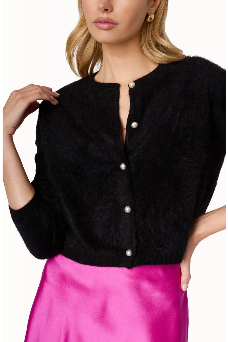 Benning Brushed Cashmere Cardigan, Alternate, color, BLACK