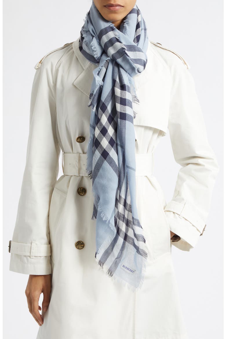 Giant Check Wool Scarf, Alternate, color, BANK BLUE