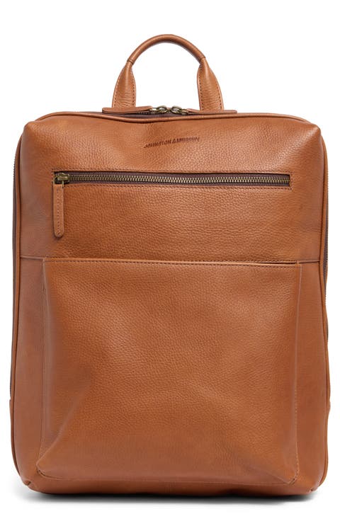 Pebbled Leather Slim Commuter Backpack