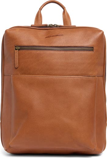 Pebbled Leather Slim Commuter Backpack