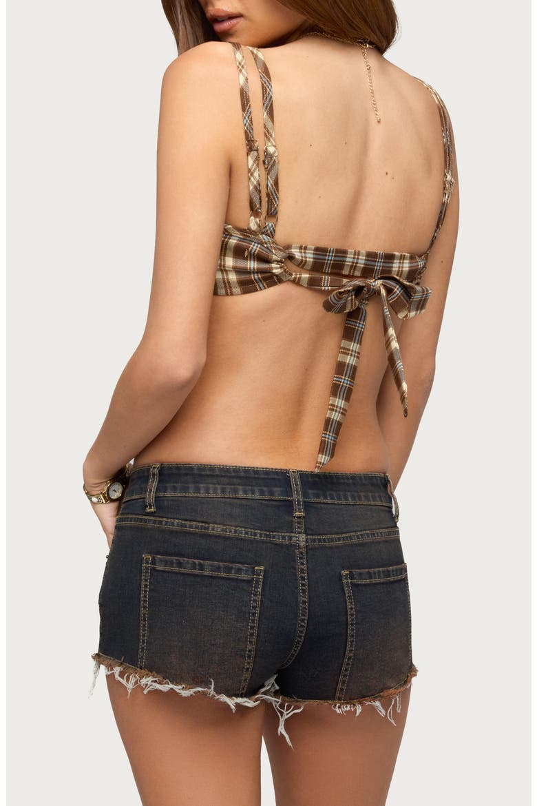 Sanya Plaid Open Back Tank, Alternate, color, BROWN