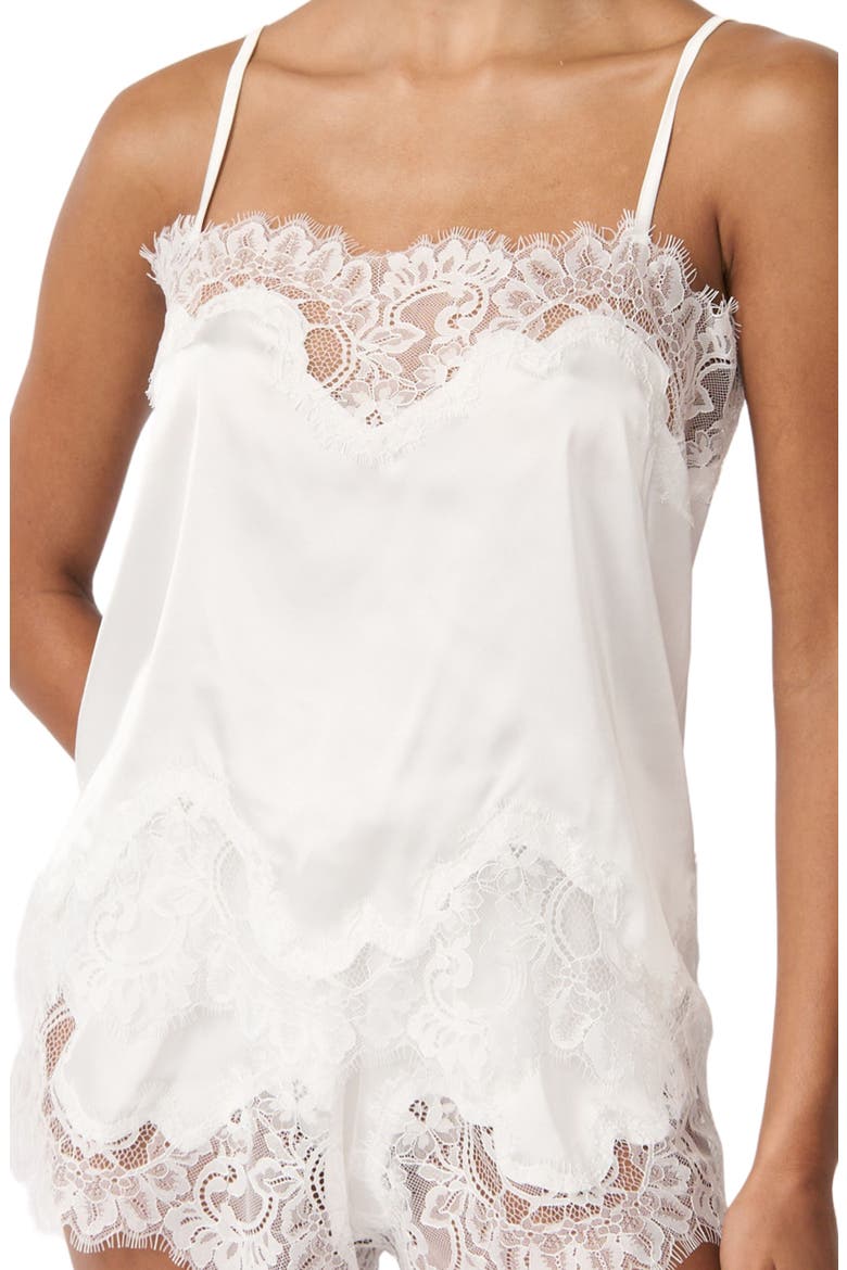 Olivia Lace Trim Satin Camisole, Alternate, color, IVORY