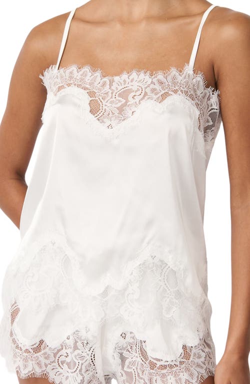 Kat The Label Olivia Lace Trim Satin Camisole In White
