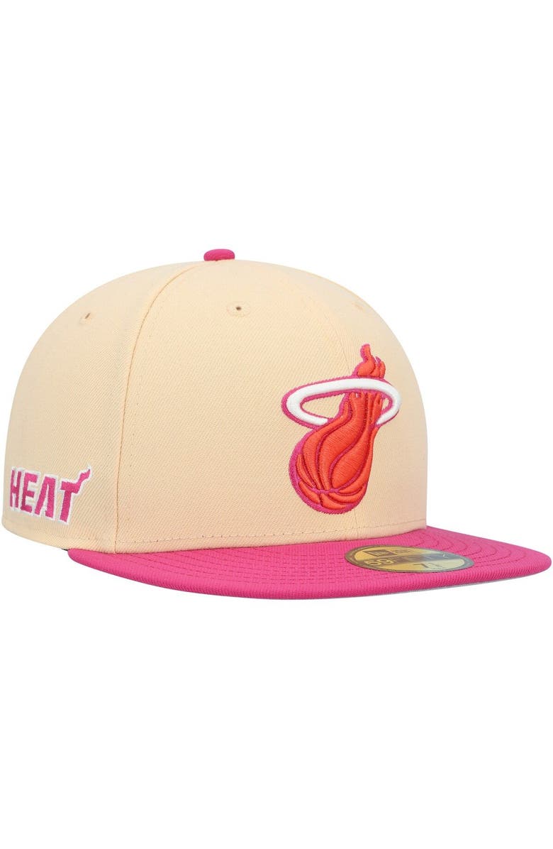 New Era Men's New Era Orange/Pink Miami Heat Passion Mango 59FIFTY Fitted Hat, Main, color,
