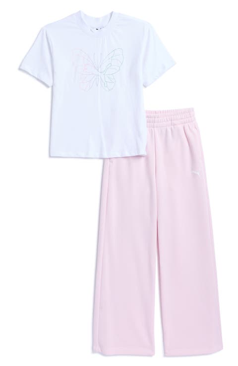 Kids' Butterfly Graphic T-Shirt & Fleece Pants Set (Big Kid)
