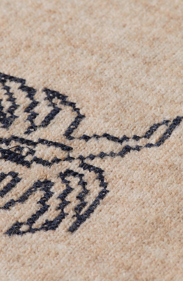 Scotch & Soda Embroidered Crewneck Cardigan, Alternate, color, Oatmeal Melange