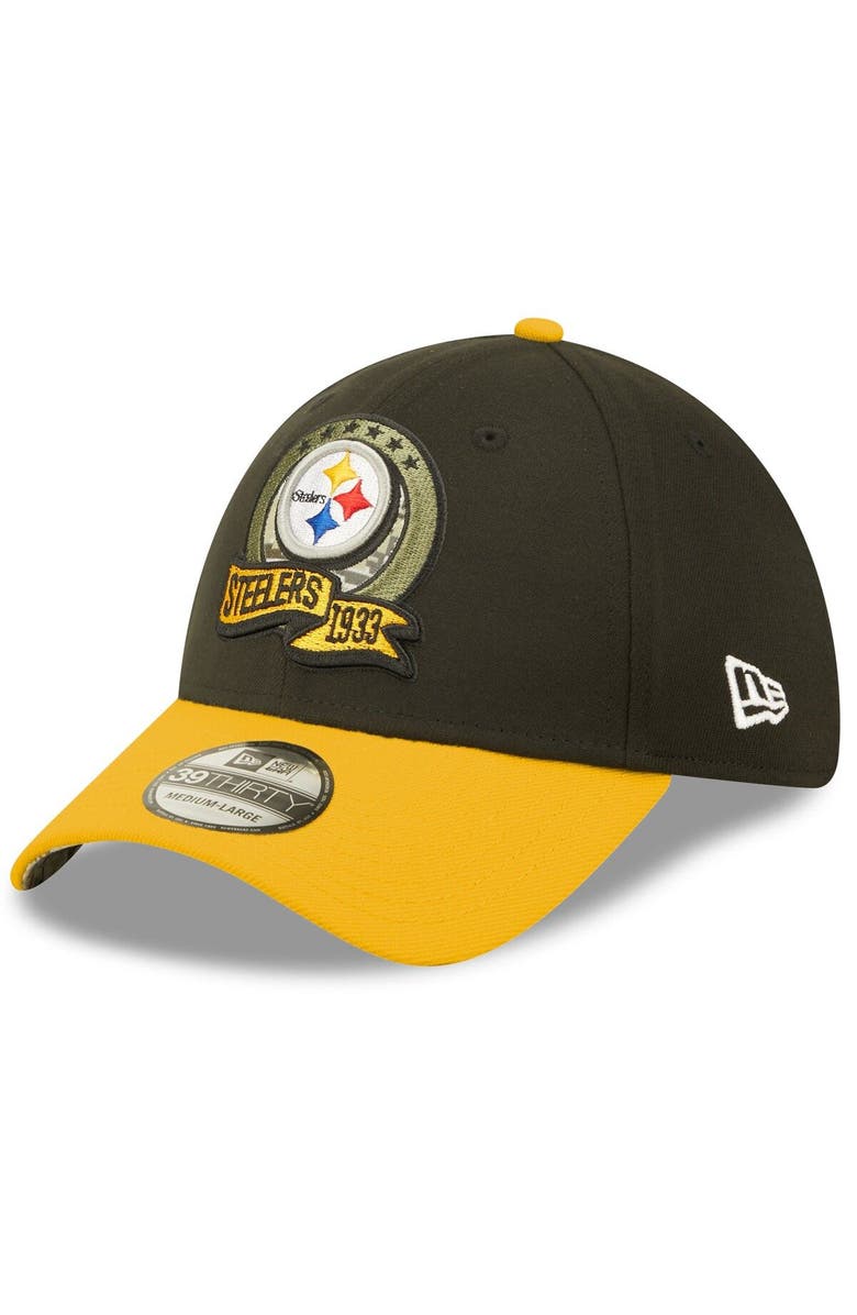 New Era Men's New Era Black/Yellow Pittsburgh Steelers 2022 Salute To Service 39THIRTY Flex Hat, Alternate, color, 