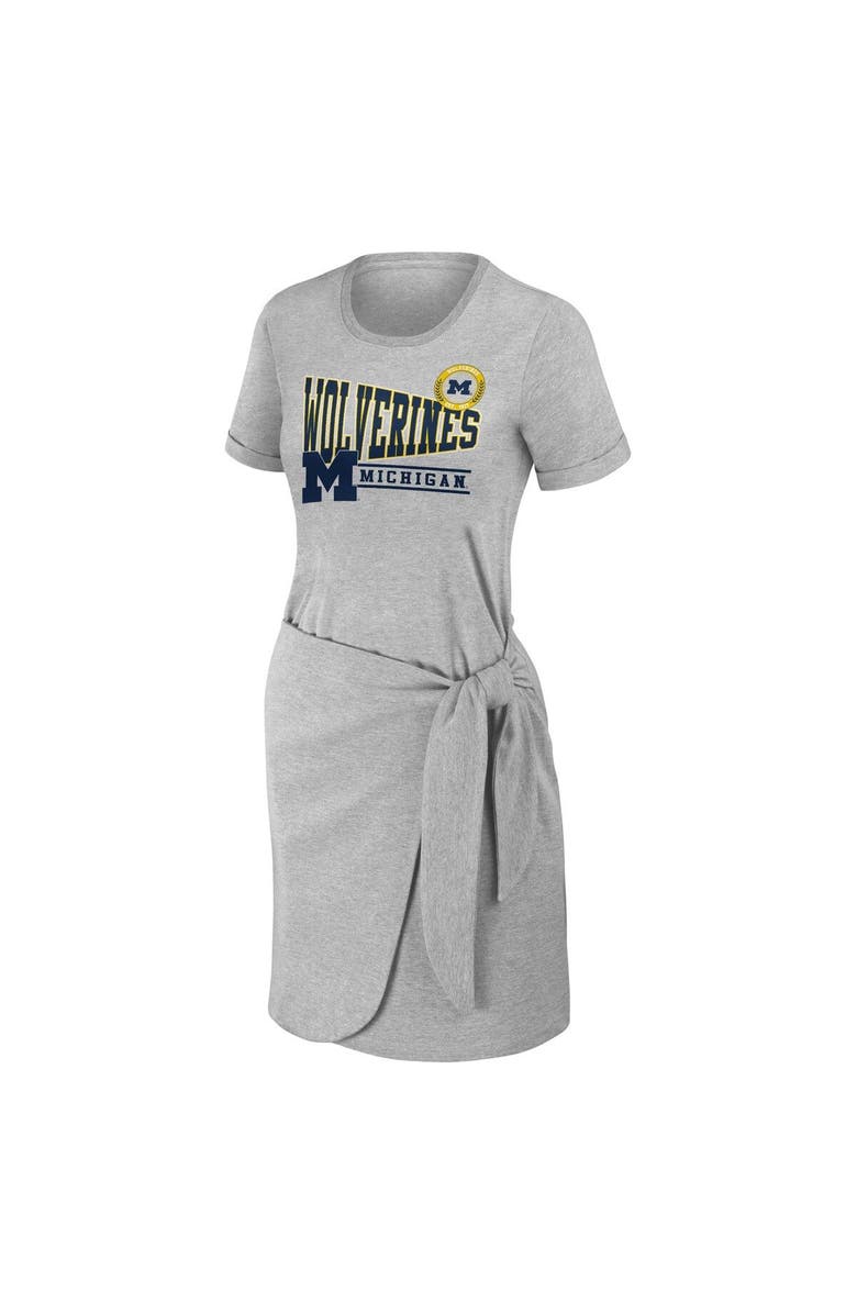 WEAR by Erin Andrews Women's WEAR by Erin Andrews Heather Gray Michigan Wolverines Knotted T-Shirt Dress, Alternate, color, Heather Gray