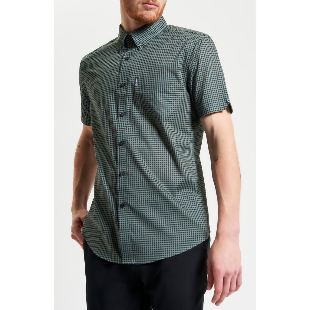 Ben Sherman Geo Print Short Sleeve Organic Cotton Button-down Shirt In Multi