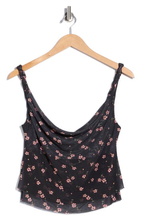 Asher Floral Ruched Mesh Top