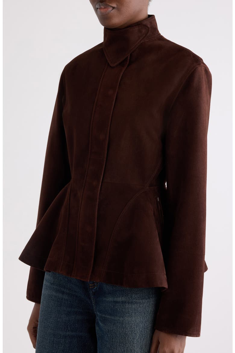 Suede Peplum Jacket, Alternate, color, CHOCOLAT