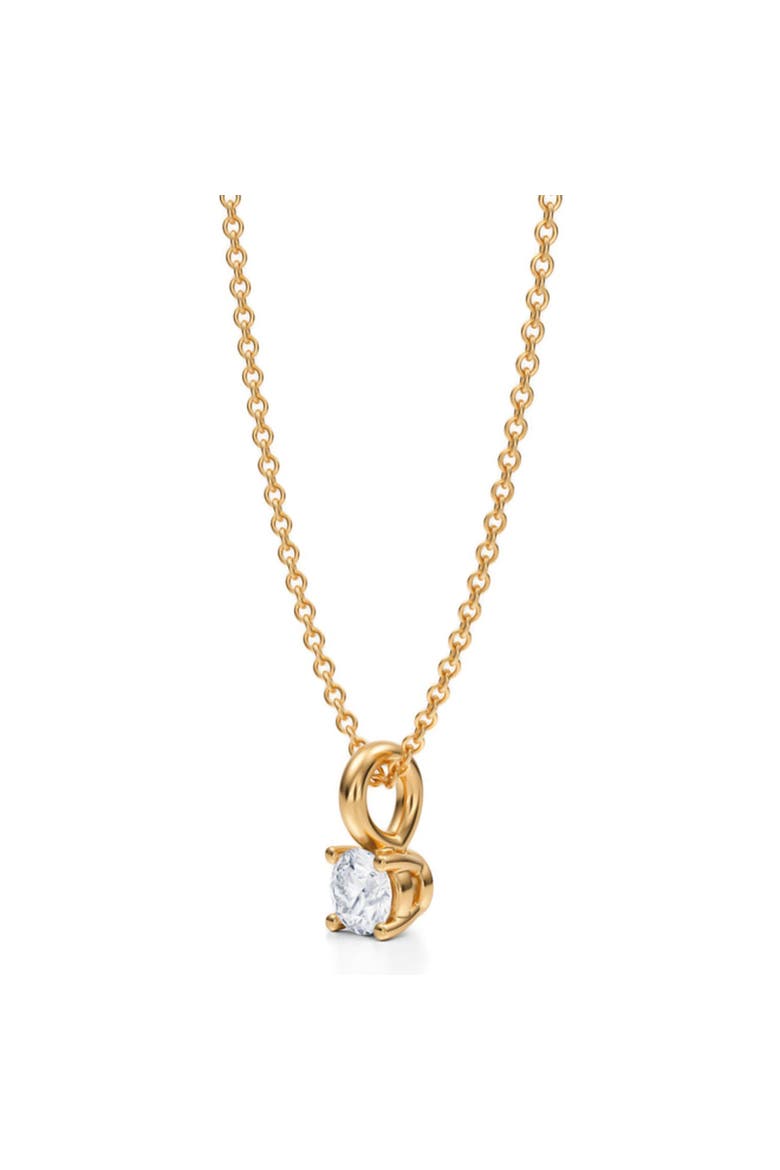 Round Solitaire Lab Diamond 4-Prong Necklace 14K Yellow Gold, Alternate, color, Yellow Gold