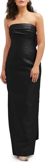Strapless Bow Back Satin Column Gown