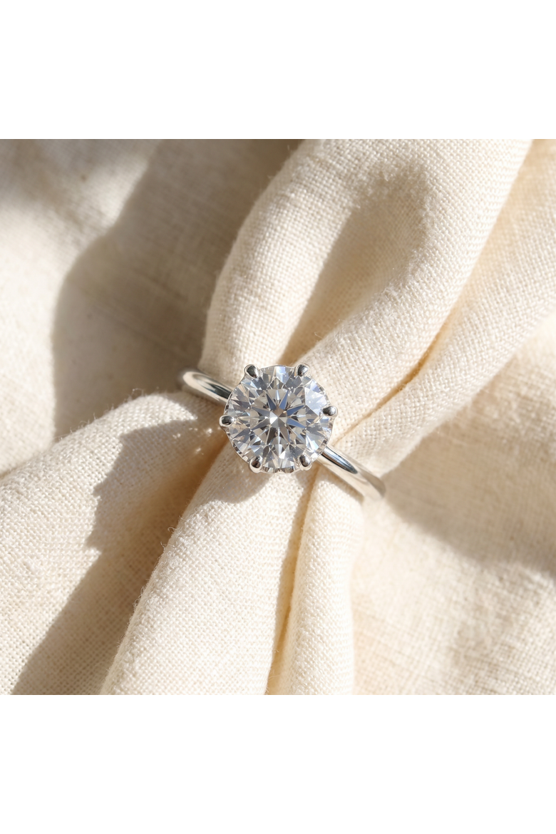 3Ct Round Cut Certified Lab Grown Diamond Engagement Ring or Gold, Alternate, color, 10k White Gold