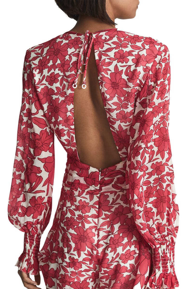 Reiss Summer Floral Plunge Neck Long Sleeve Romper, Alternate, color, 