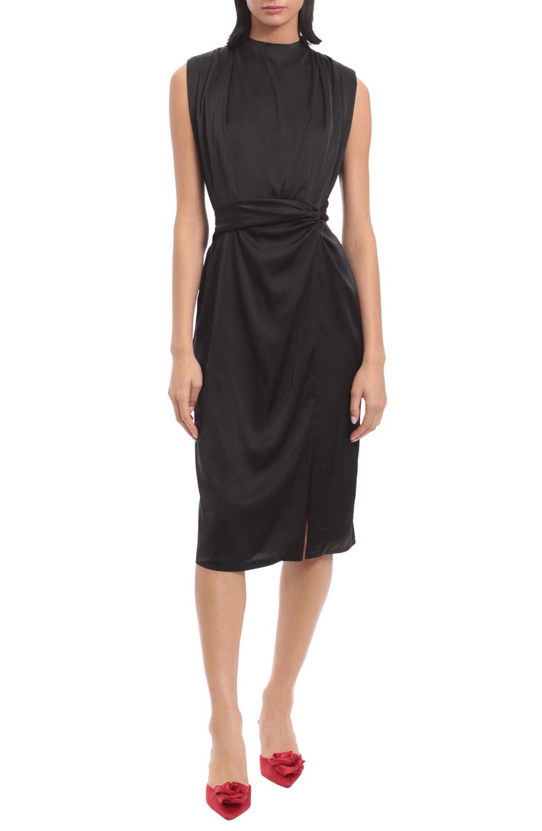 Donna Morgan Gathered Sleeveless Satin Cocktail Dress, Main, color,