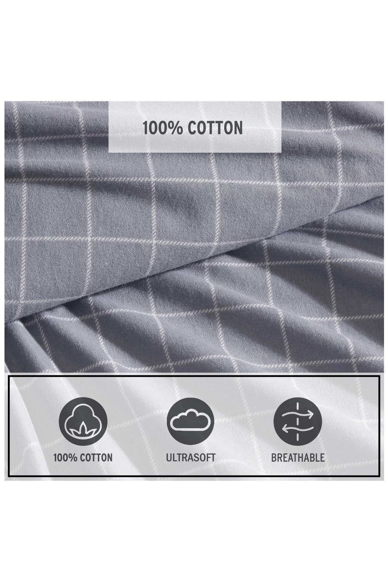 Great Plains Plaid Print Flannel Sheet Set, Alternate, color, MEDIUM / DARK GREY