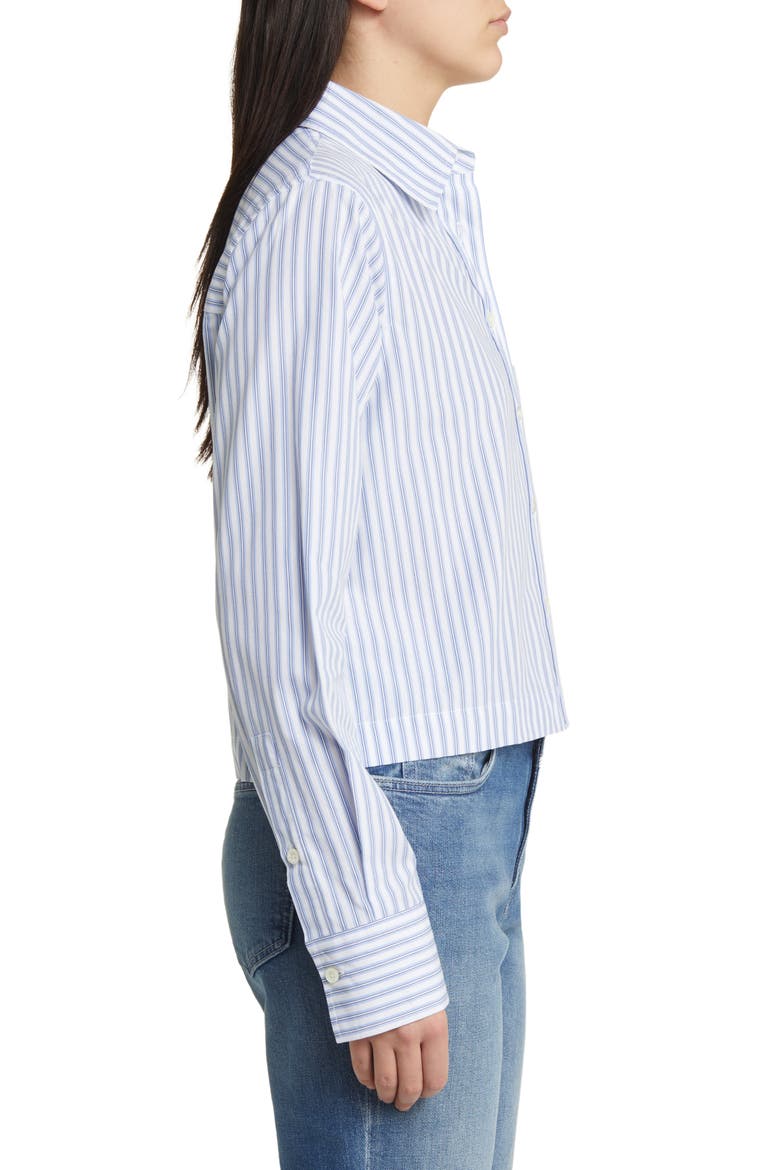 Classic Stripe Organic Cotton Crop Shirt, Alternate, color, BLUE HORIZON