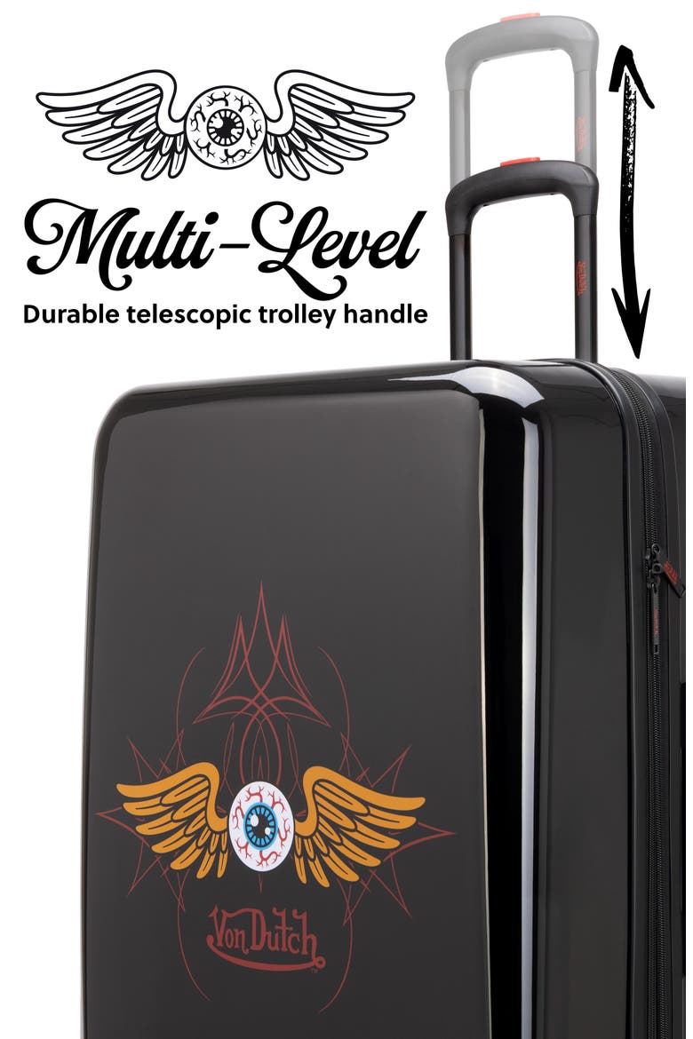 Kustom Kulture 3-Piece Expandable Hardside Spinner Luggage Set, Alternate, color, Black Eyeflight