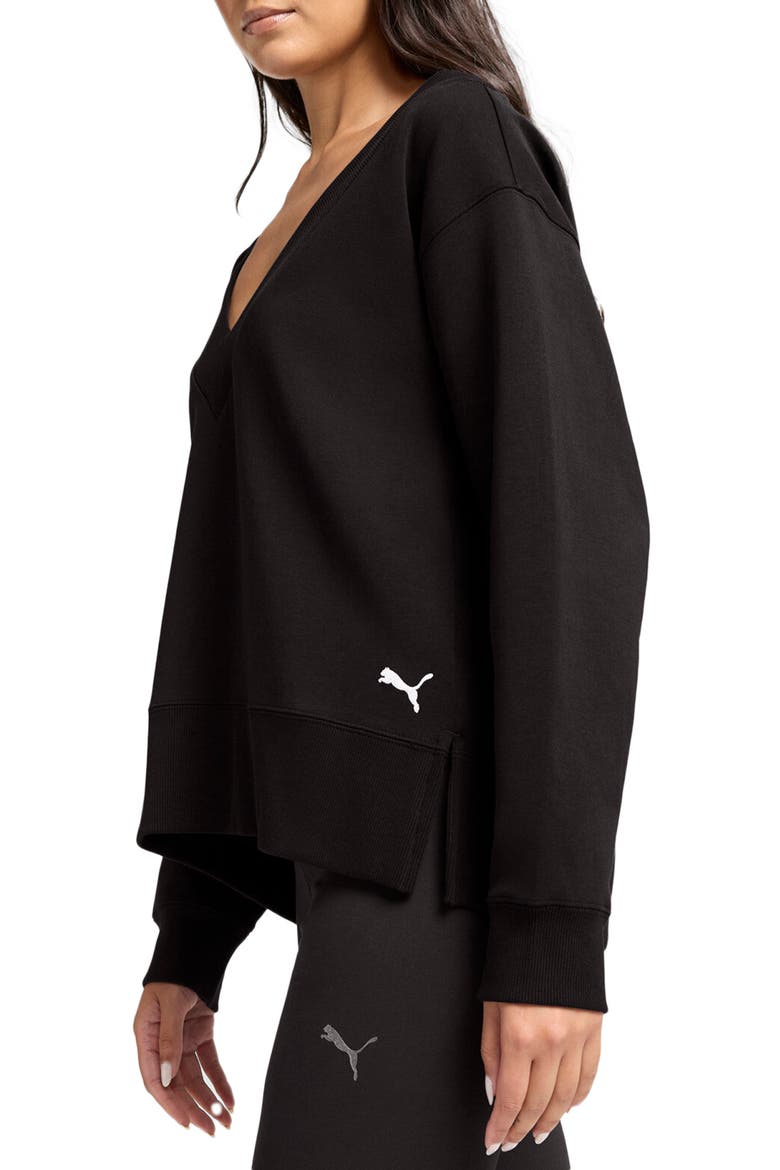 Essential V-Neck Sweatshirt, Alternate, color, PUMA BLACK