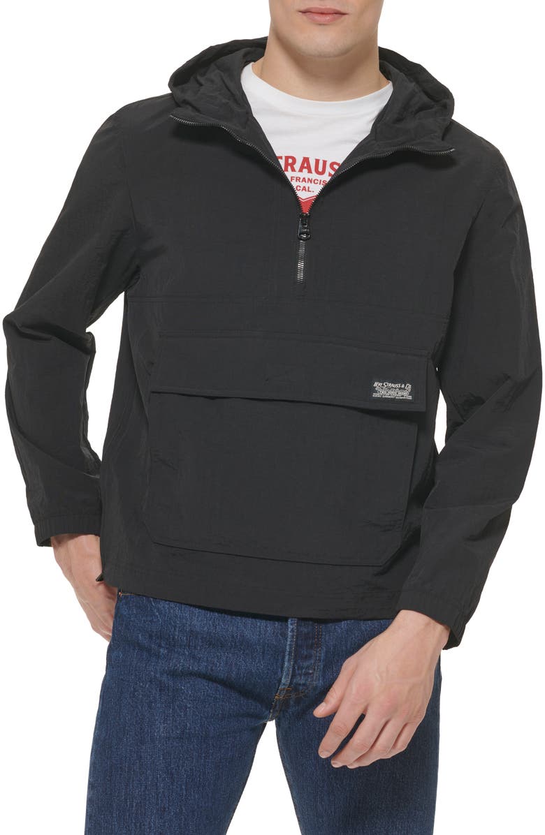 Levi's<sup>®</sup> Hooded Popover Jacket, Main, color, Black
