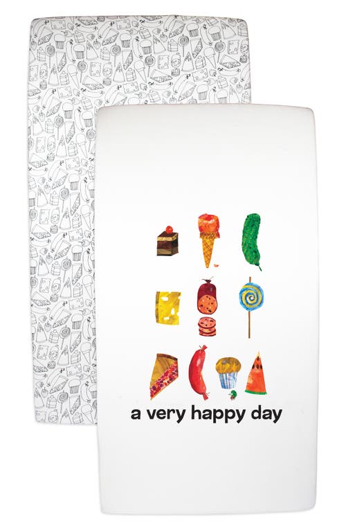 L'Ovedbaby x 'The Very Hungry Caterpillar™' Assorted 2-Pack Fitted Organic Cotton Crib Sheets in Happy Day 