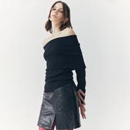 ATS Tess Croc Embossed Leather Mini Slit Skirt