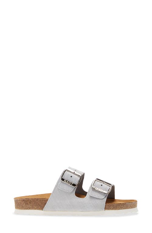 Naot Santa Barbara Water Repellent Slide Sandal In Grey Linen Leather