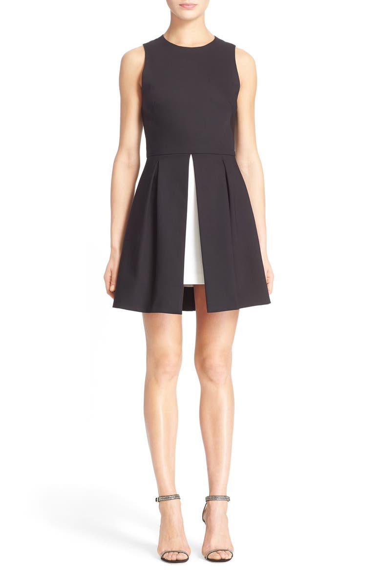 'Bria' Peplum Fit & Flare Dress, Main, color, BLACK/ WHITE