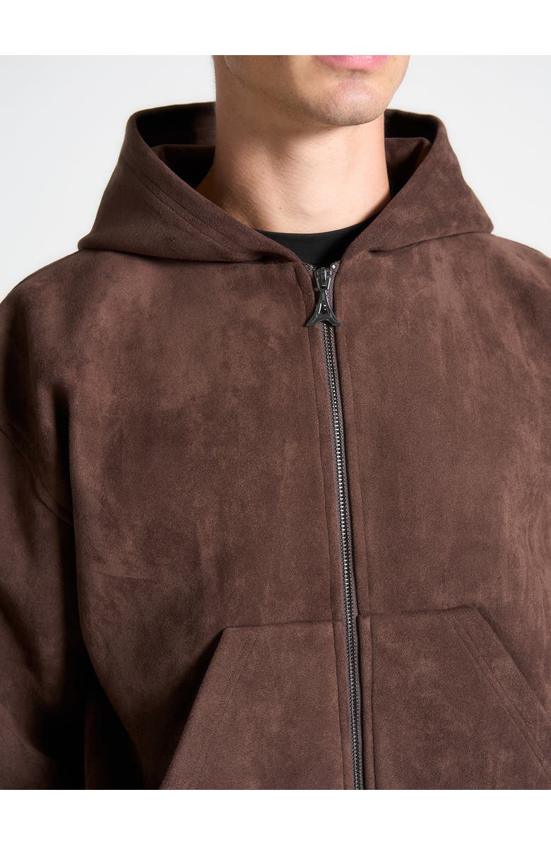 Manière De Voir Cropped Suede Hoodie, Alternate, color, Brown