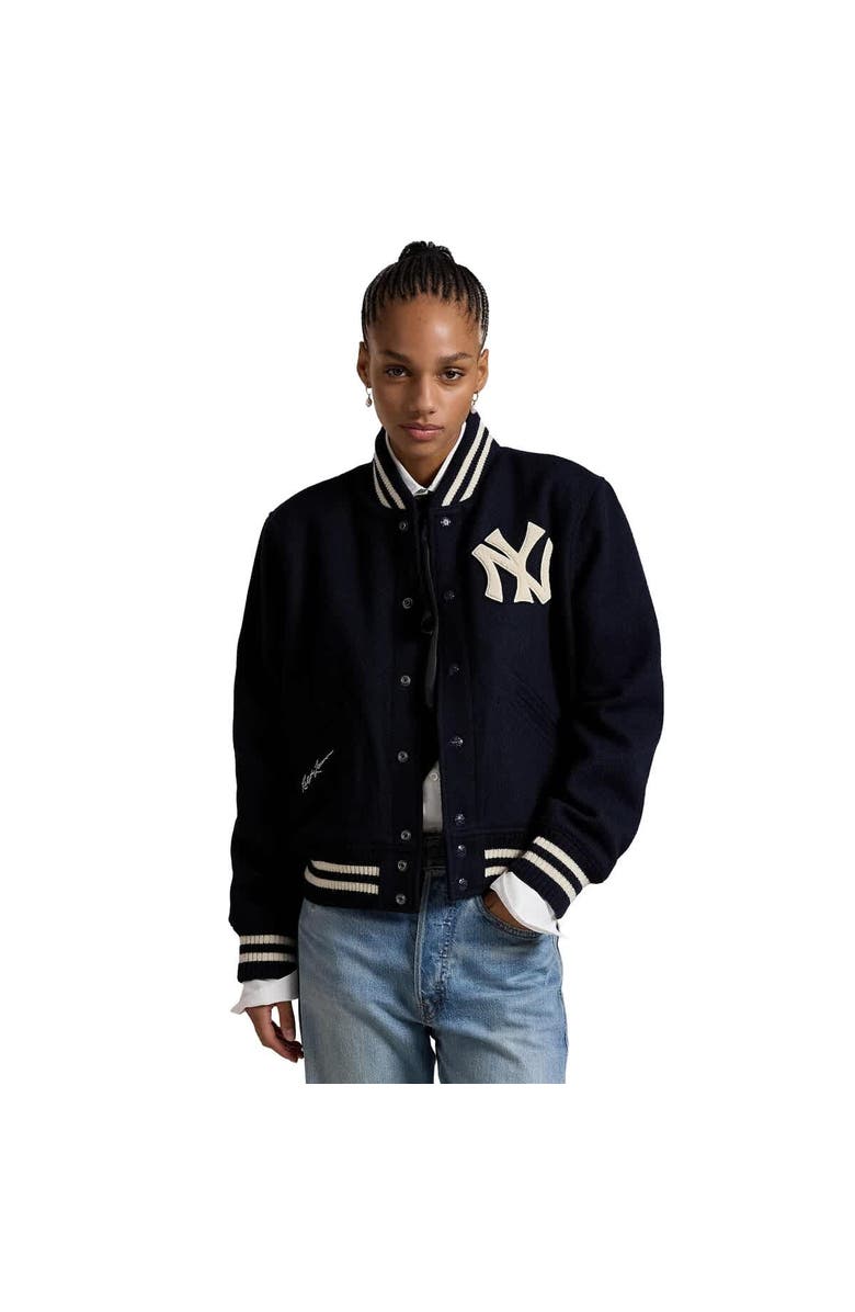 Polo Ralph Lauren Women's Polo Ralph Lauren  Navy New York Yankees Full-Snap Bomber Jacket, Alternate, color, 
