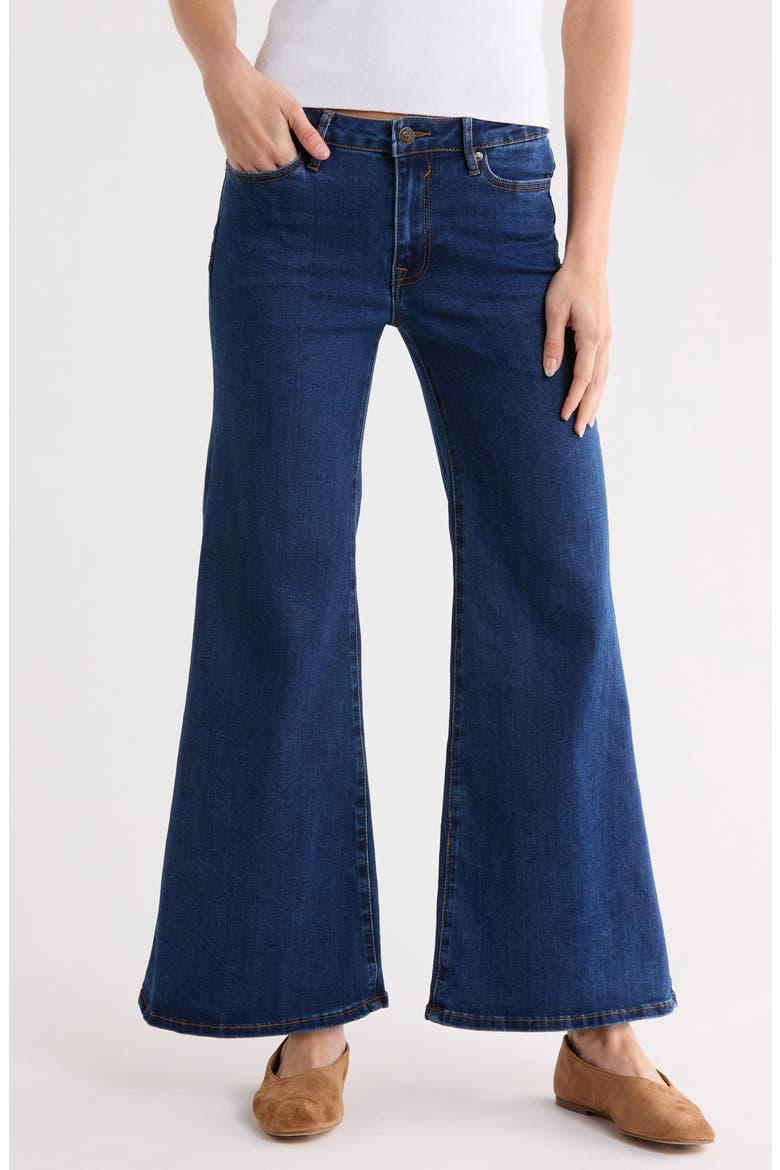 Retro Wide Leg Palazzo Jeans, Main, color, DARK WASH